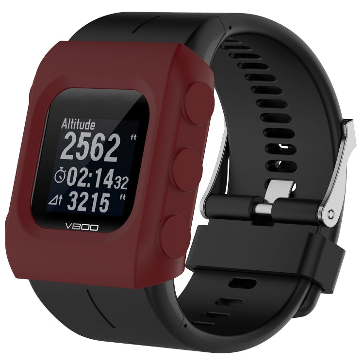 Solid Color Silicone Watch Protective Case for POLAR V800(Wine Red)
