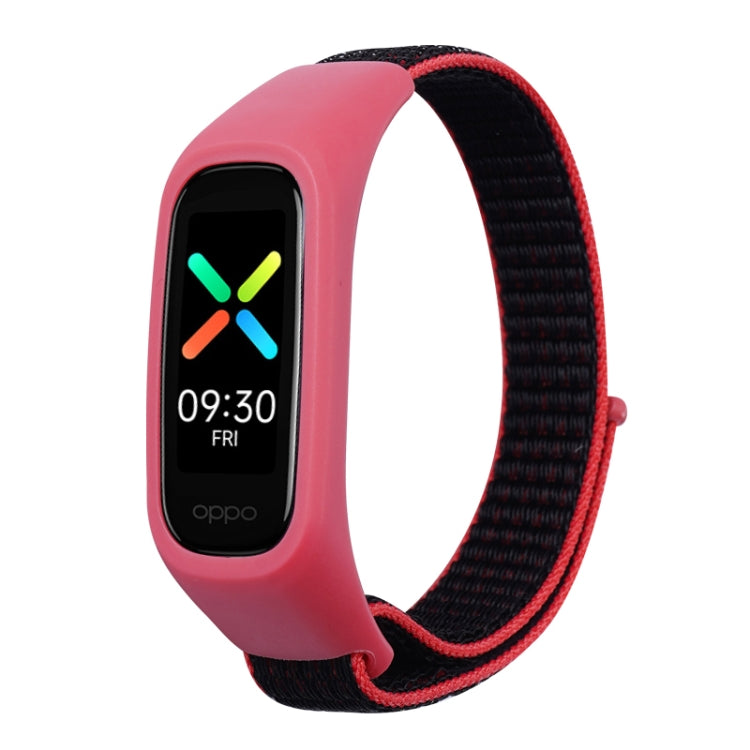 For OPPO Watch Nylon Watch Band(Red Black)
