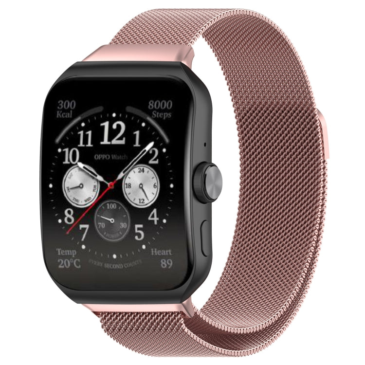For OPPO Watch Milanese Stainless Steel Metal Watch Band (Rose Pink)