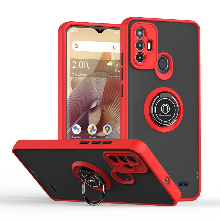 For ZTE Blade A52 Q Shadow Series TPU PC Phone Case with Ring(Red)
