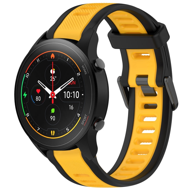 For Xiaomi MI Watch S1 Pro 22mm Two Color Textured Silicone Watch  Band(Yellow+Black)