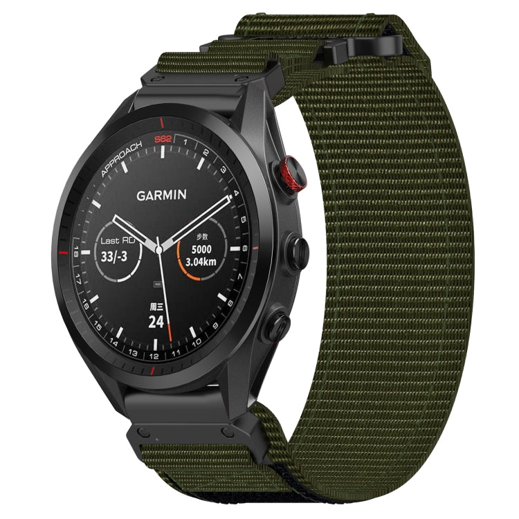 For Garmin Approach S62 22mm Nylon Hook And Loop Fastener Watch Band(Army  Green) - Main Image