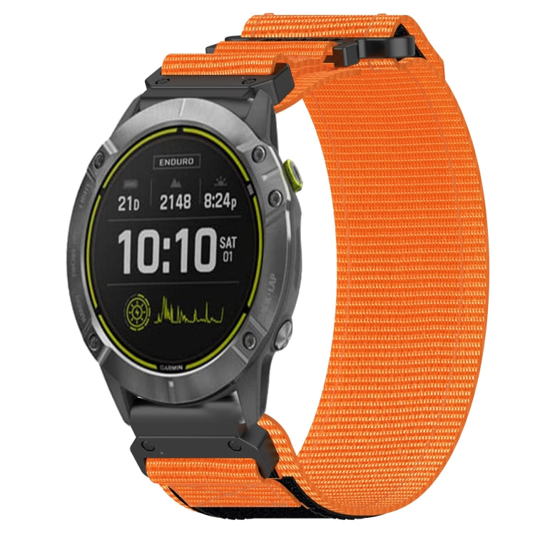 For Garmin Enduro 26mm Nylon Hook And Loop Fastener Watch Band(Orange)