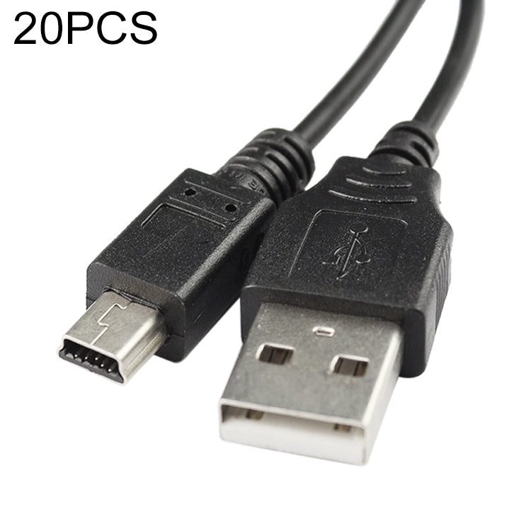 20 PCS Mini 5-Pin USB to USB A Camera Data Cable For Canon, Length:
