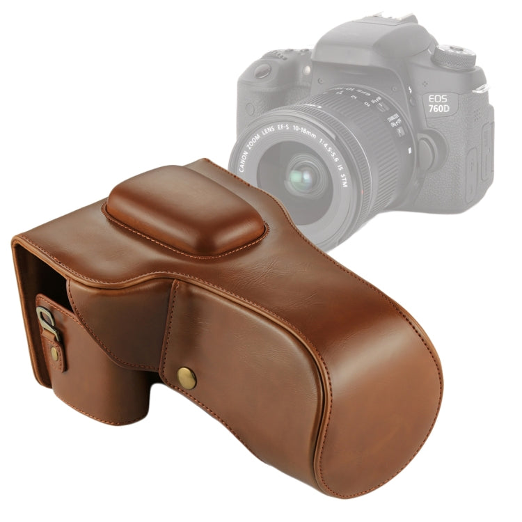 Full Body Camera PU Leather Case Bag for Canon EOS 760D 750D (18-135mm  Lens) (Coffee)