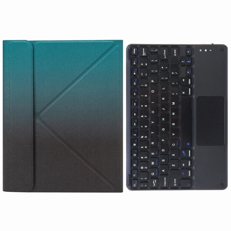 H-102C Touch Bluetooth Keyboard Leather Case with Rear Three-fold Holder  For iPad 2020 2019 Pro inch(Dark Night Green)