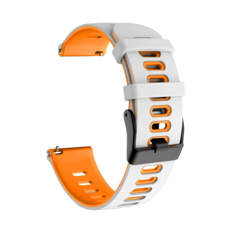 For Samsung Galaxy Watch Active 40mm 20mm Mixed-Color Silicone Watch  Band(White Orange)