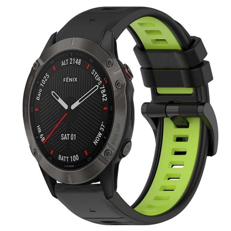 For Garmin Fenix Pro GPS Sports Two-Color 22mm Silicone Watch Band(Black+Lime Green)