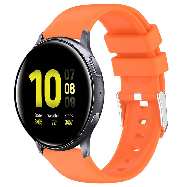 For Samsung Galaxy Watch Active 44mm 20mm Smooth Solid Color Silicone Watch Band(Orange)