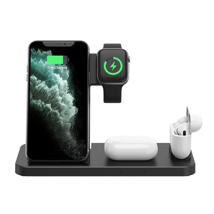 4-in-1 Foldable Desktop Mobile Phone Watch Earphones Wireless Charger(Black)