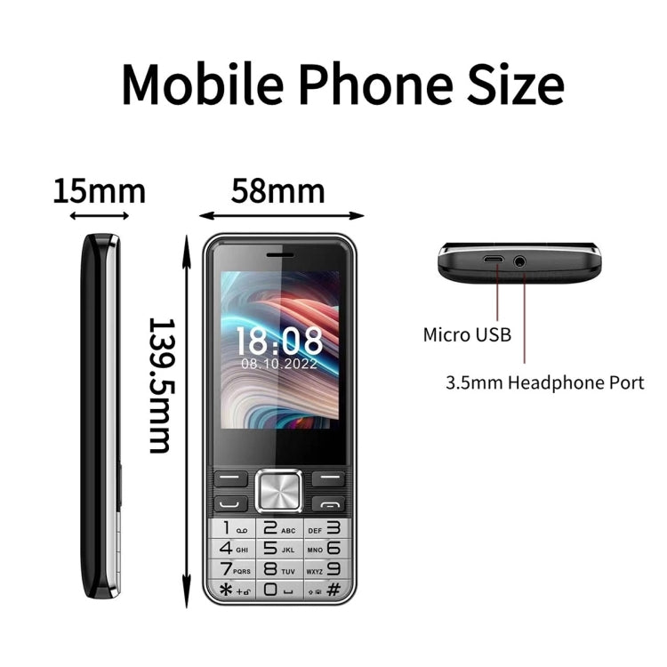 S5630, 2.8 inch, 3000mAh, 21 Key, Support Bluetooth, Flashlight, GSM,