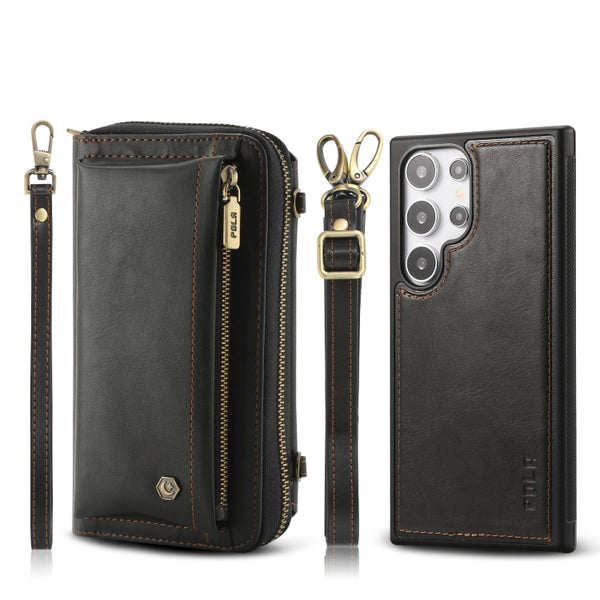 For Samsung Galaxy S24 Ultra 5G Crossbody Multi-functional Zipper Wall