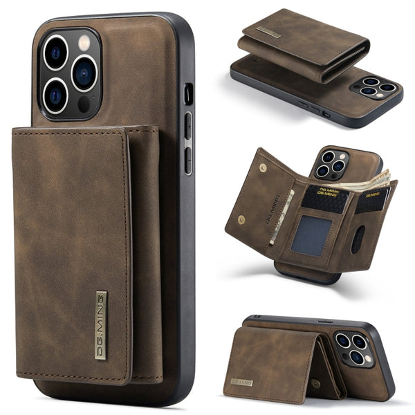 For iPhone 15 Pro Max M1 Series 3-Fold Multi Card Wallet Leath